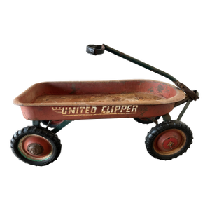 Vintage 1950s Original United Clipper Child's Little Red Wagon