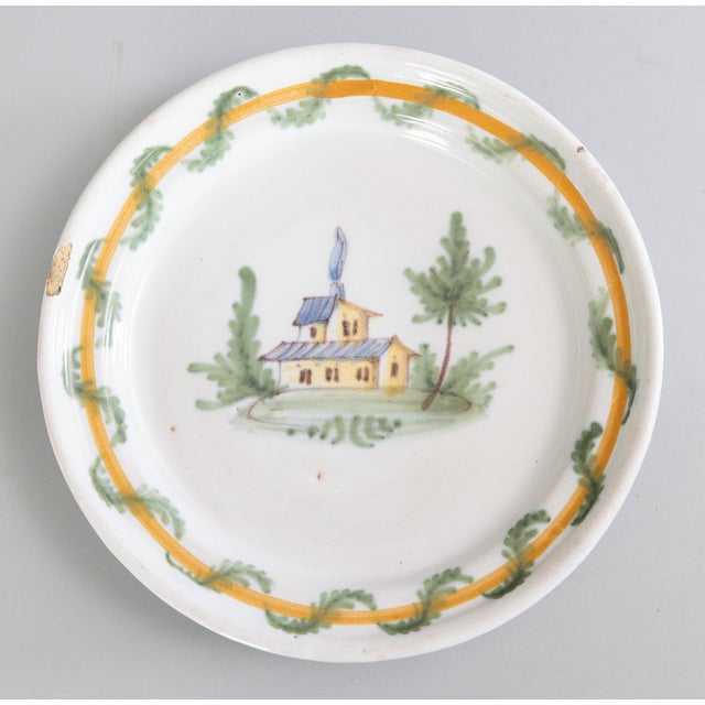Printmaking Materials Nevers 18th Century Polychrome Tin-Glazed Earthenware Faïence Country Home Plate For Sale - Image 7 of 7