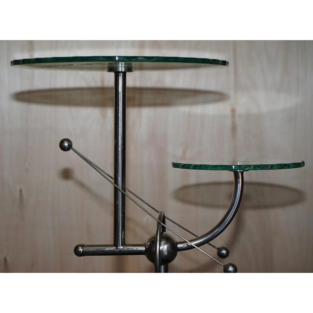 Mid-Century Modern Atomic Space Age Chrome Glass & Marble Side End Lamp Table For Sale - Image 8 of 17
