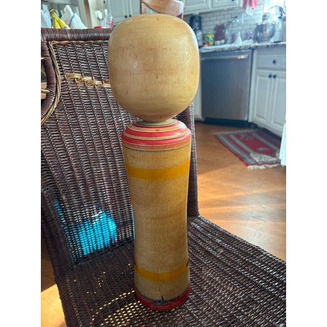This is a fantastic antique kokeshi doll that is 18"H, signed on the bottom with the artists name, Watanabe Maseo (...