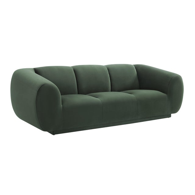 Wood Emmet Forest Green Velvet Sofa For Sale - Image 7 of 7