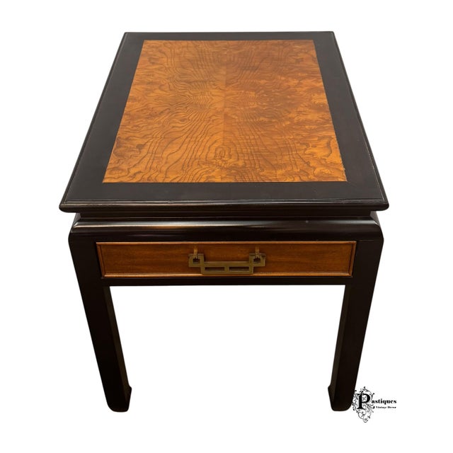 Chinoiserie Vintage Century Raymond Sobota Chin Hua Collection Chinoiserie Style Burl Wood Side Table For Sale - Image 3 of 12