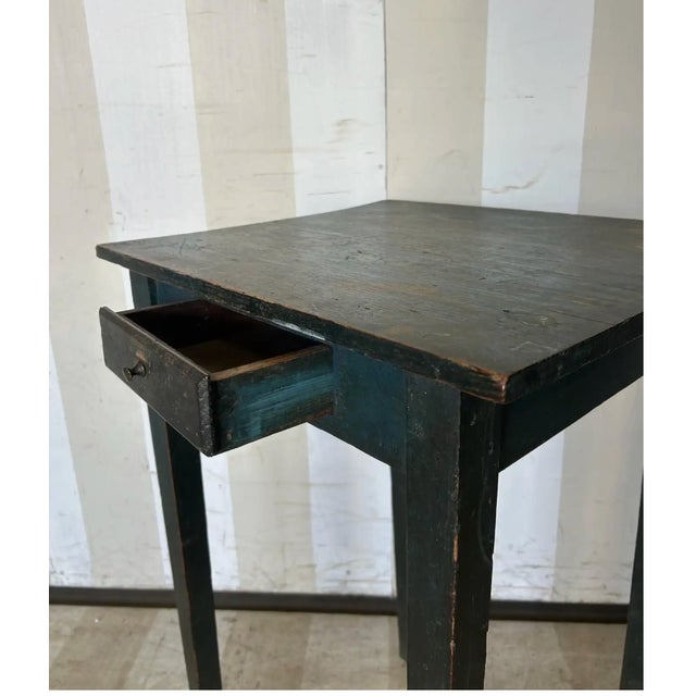 Paint Unusually tall(32.25") Early 19th Century Southern Table in Original Blue Paint For Sale - Image 7 of 7