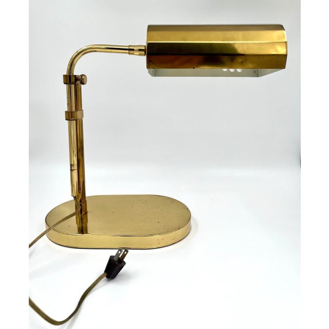 1970s Clover Lamp Co. Adjustable Brass Pharmacy, Bankers or Desk Lamp Styled After Reggiani and Arteluce For Sale - Image 9 of 11