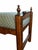 Antique Figured Wood Upholstered Bench With Turned Finials and Blue-Green Diamond Fabric For Sale - Image 10 of 10