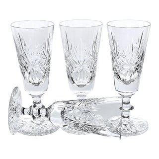 Late 20th Century Edinburgh Crystal “Star of Edinburgh” Signed Cut-Glass Champagne Flute, 6.5" For Sale