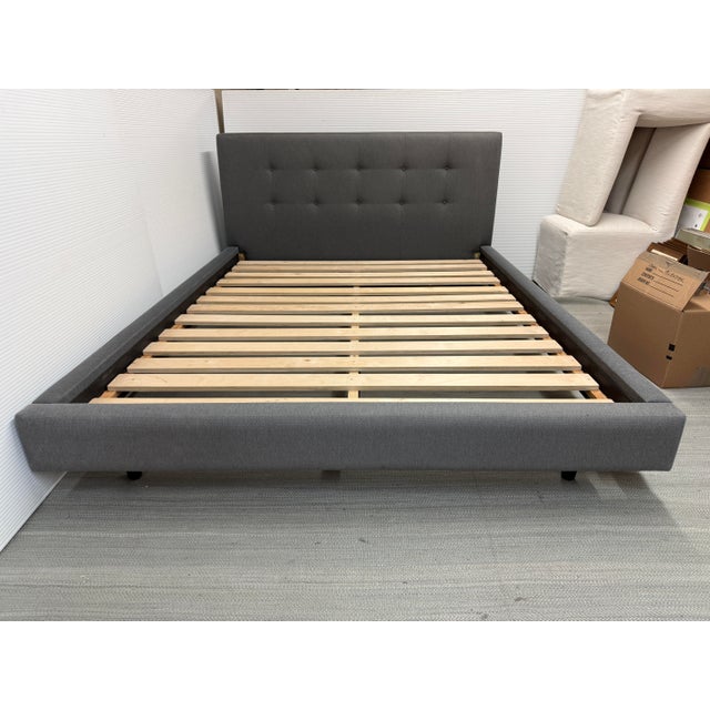 Queen Size Crate & Barrel Tate Upholstered Bed Frame For Sale - Image 12 of 13