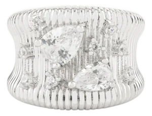 Chunky Diamond Wide Textured Band Bohemian Ring for Her- Size 7