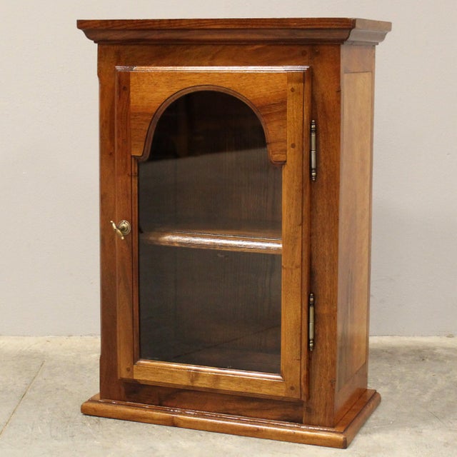 Brown Antique Walnut Wall Display Cabinet For Sale - Image 8 of 8