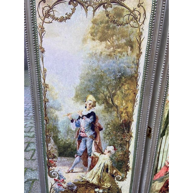 1960s French Louis XVI Gray Beech Room Divider Screen - 3 Panels For Sale - Image 15 of 17