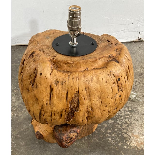 Brown Vintage Knotty Burled Wood Table Lamps, a Pair For Sale - Image 8 of 15