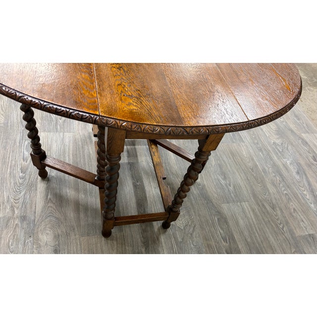 Antique 1800s English or American Jacobean Revival Drop Leaf Gate Leg Table For Sale - Image 14 of 14
