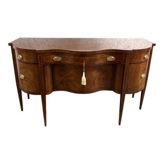 Baker Furniture Hepplewhite Mahogany Inlaid Bow Front Sideboard For Sale