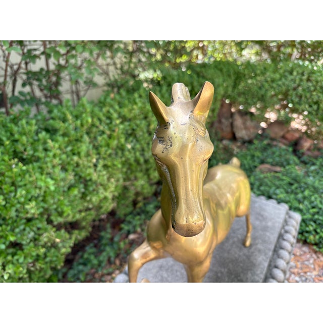 Mid-Century Modern 1960s Large Hollywood Regency Brass Horse Sculpture For Sale - Image 3 of 10