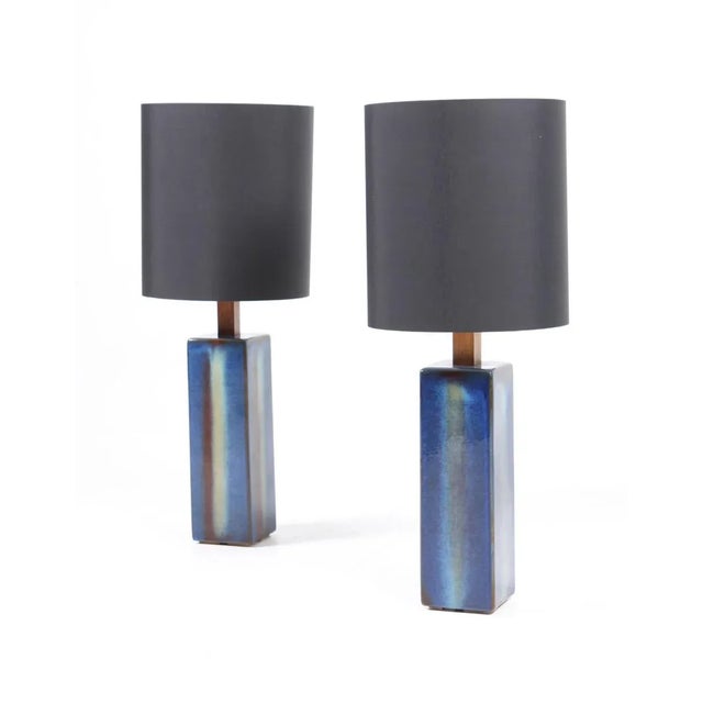 Wood Hand-Thrown Ceramic Table Lamps from Søholm, 1960s, Set of 2 For Sale - Image 7 of 7