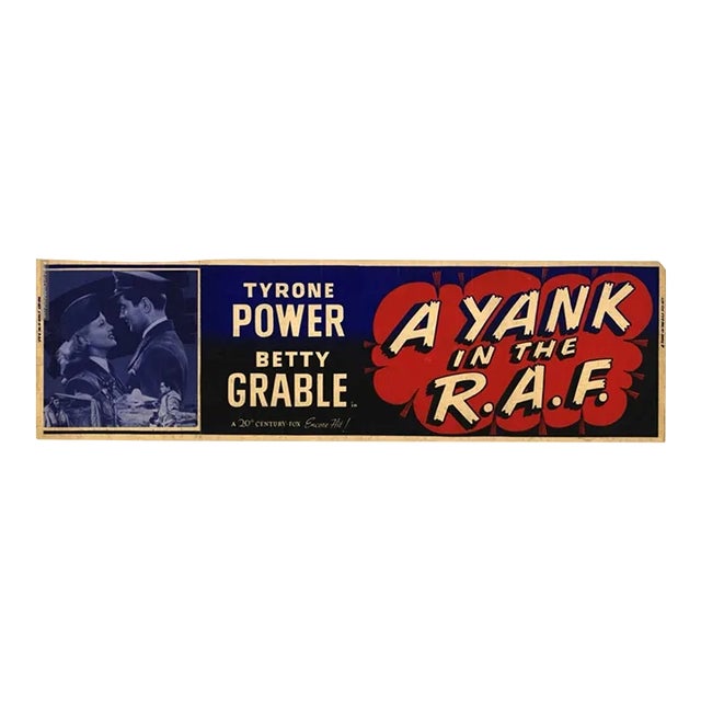 1940s Framed Monumental Movie Poster for a Yank in the r.a.f. 1941 Starring Tyrone Power and Betty Grable For Sale