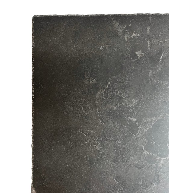 Wood Grey Stone Top Open Console Table For Sale - Image 7 of 9