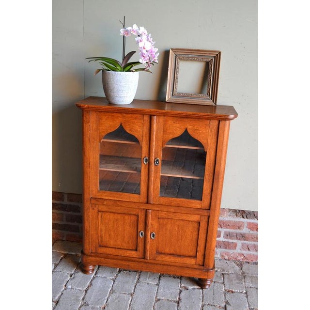 Antique Oak Wooden Display Cabinet For Sale - Image 9 of 10