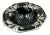 Flower and Leaf Silver Overlay Black Glass Octagonal Footed Bowl For Sale