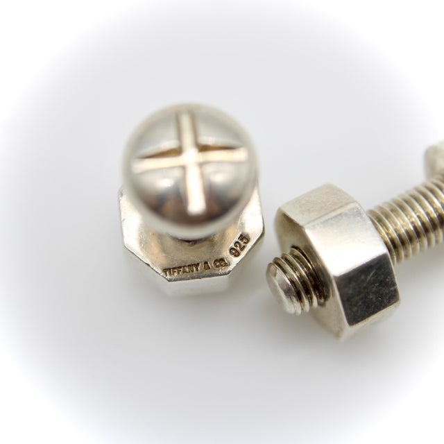 1980s Vintage Sterling Silver Tiffany & Co. Nut and Bolt Cufflinks, Pair For Sale - Image 5 of 8