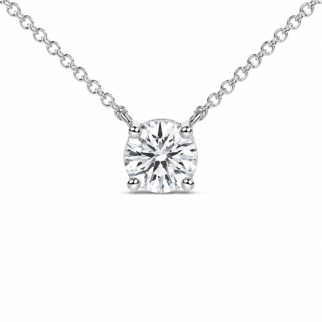 Contemporary 14K White Gold 1.00 Cttw Lab Grown Diamond Solitaire Pendant For Sale - Image 3 of 4