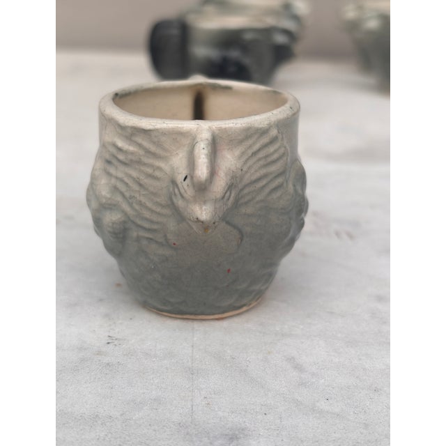 French Country Set of 6 French Majolica Roosters Egg Cup Circa 1900 For Sale - Image 3 of 4