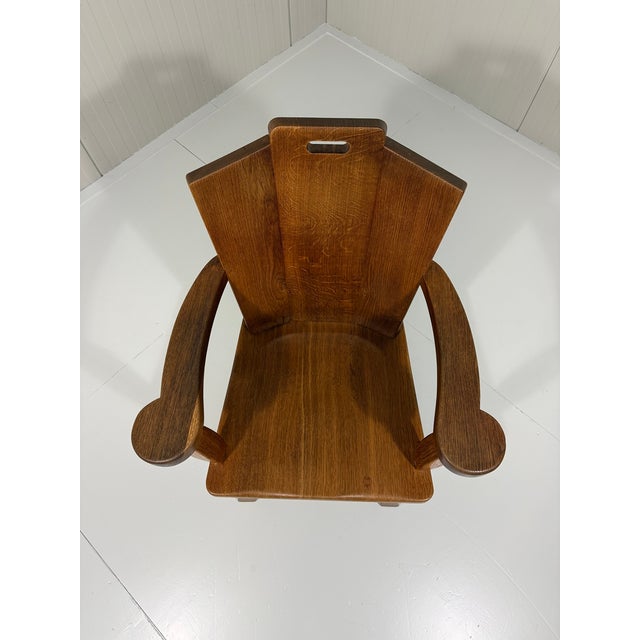 Brutalist Rustic Oak Armchair, 1960s For Sale - Image 15 of 18