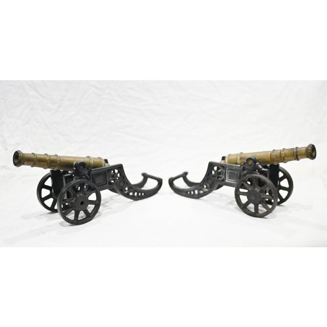 Antique Cast Iron Cannons with Gunmetal Barrels 1920, Set of 2 For Sale - Image 4 of 8