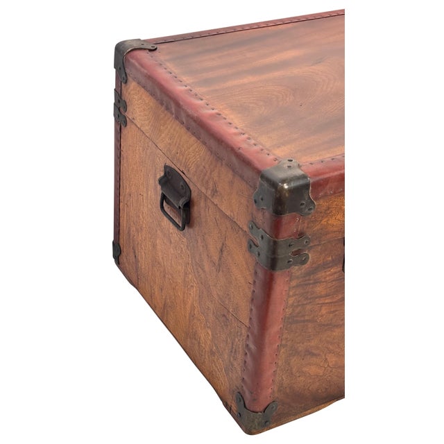 American Camphor wood steamer trunk. Solid planks of camphor wood and original Iron hardware. In excellent restored...