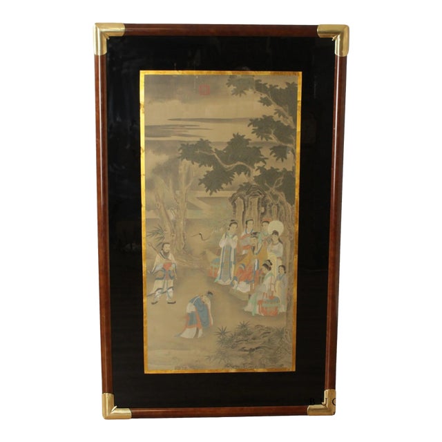 Mid 20th Century Framed Asian Figural Print After “Refusing The Seat” For Sale