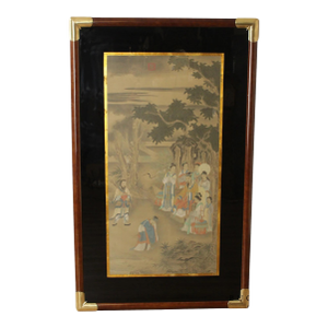 Mid 20th Century Framed Asian Figural Print After “Refusing The Seat”