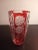 Contemporary 1980s Crystal Clear Germany Red Floral Cut to Clear Crystal Vase For Sale - Image 3 of 6