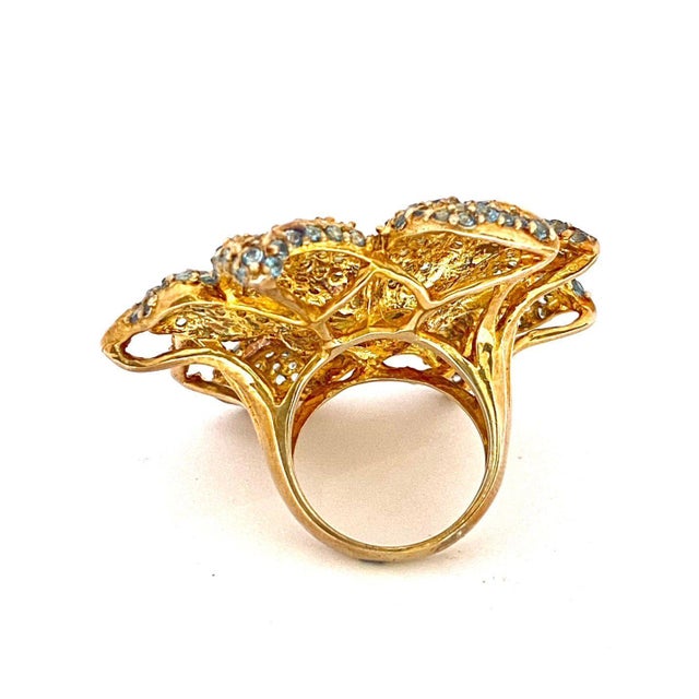 Bochic "Orient" Natural Opal & Blue Topaz Cocktail Ring Set 18K Gold&Silver For Sale - Image 4 of 18