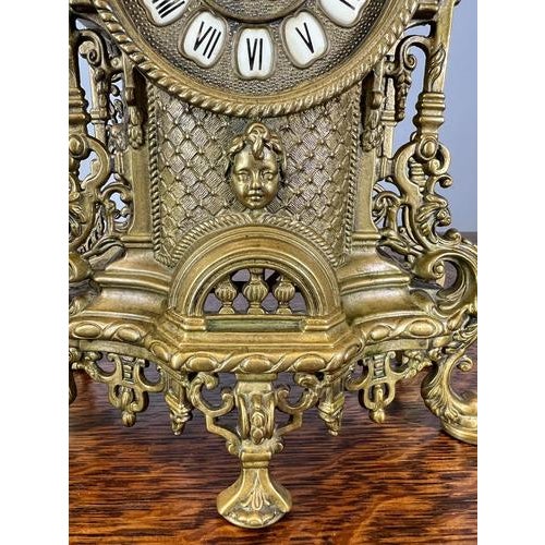 Vintage French Style Decorative Ornate Table Mantel Clock For Sale - Image 5 of 14