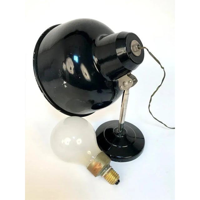 Italian Industrial Black Enameled Metal Adjustable Desk Lamp, 1940s For Sale - Image 17 of 18