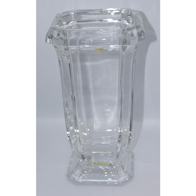 French 1980s French Art Glass Jg Durand Sparkling Fine Crystal Neo Classic Vase For Sale - Image 3 of 4