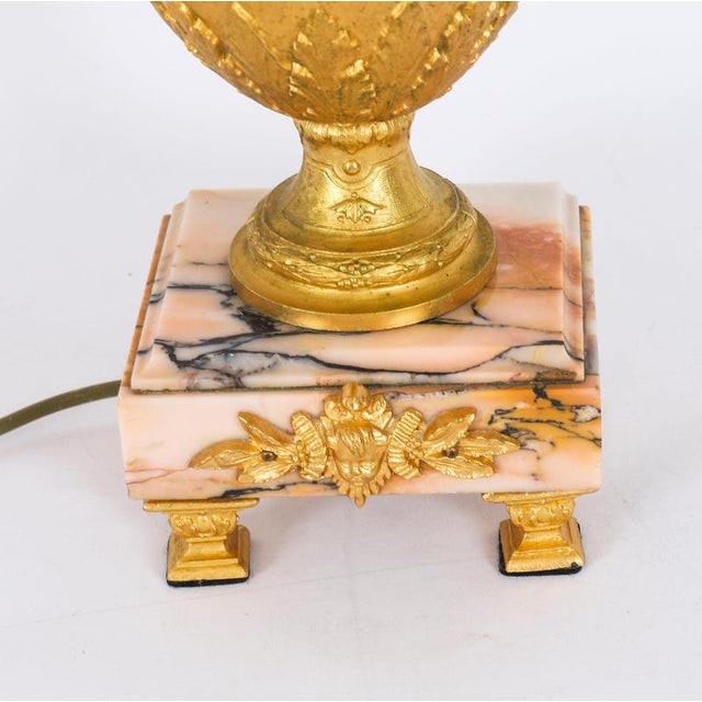 Antique Neoclassical Ormolu and Pink Marble Table Lamps, 20th Century, Set of 2 For Sale - Image 18 of 18