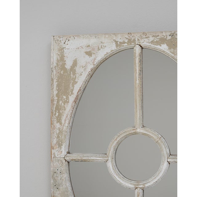 1900s French Wood White Wall Patinated Mirror For Sale - Image 4 of 18