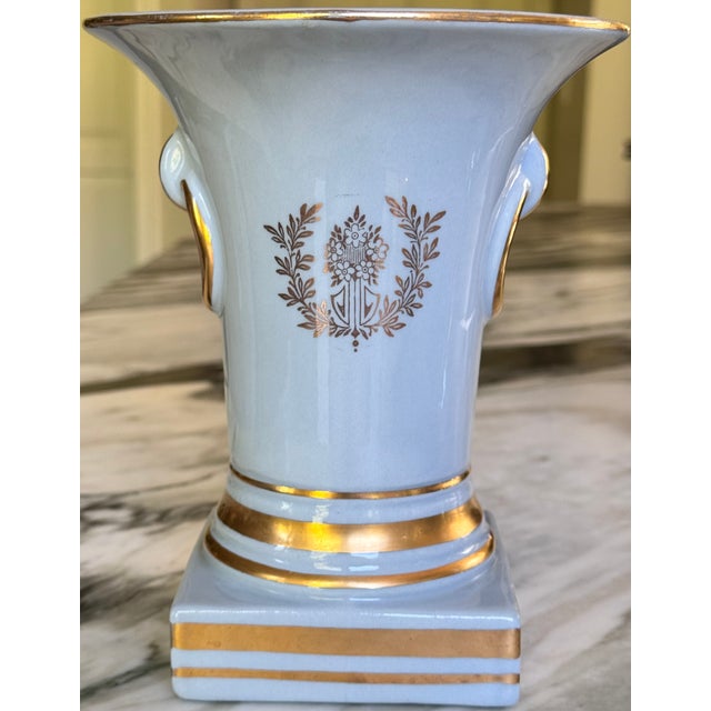Blue Mid-Century French Blue With Gold Gilt Fragonard Motif Vase For Sale - Image 8 of 18