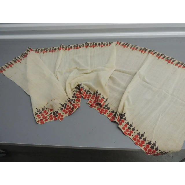 Vintage Red and Grey Turkish Sheer Embroidery Textile For Sale - Image 4 of 6