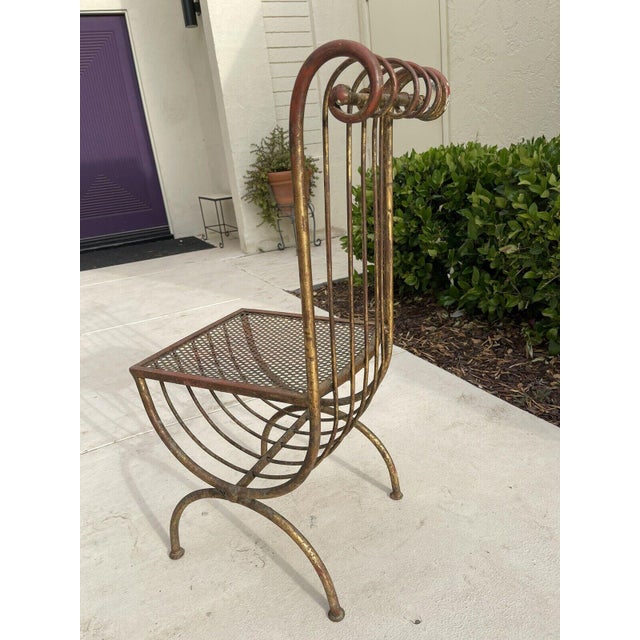 Italian or French Gold Gilt Iron Chair Mid Century MCM I think this is from 1960s a lot of the gold has worn off and it...