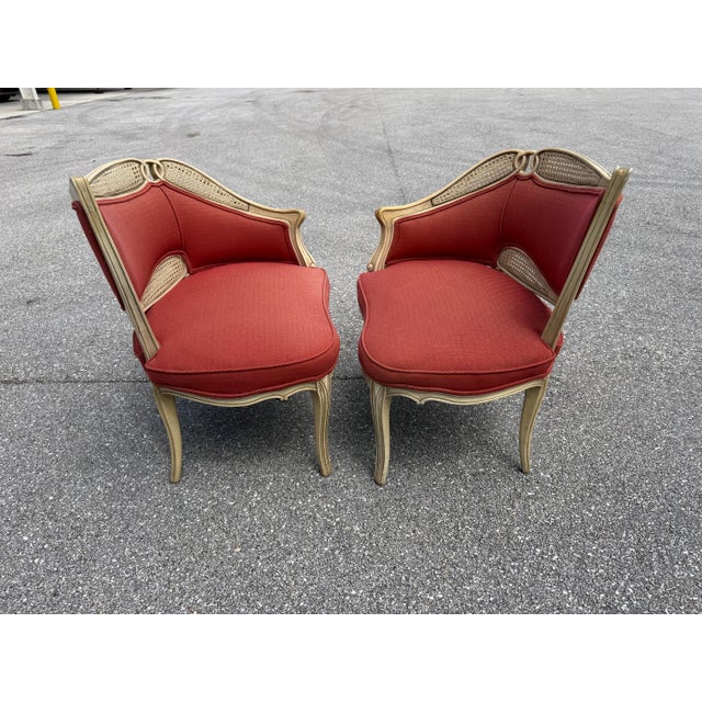 1940s French Provincial Fauteuil Carved Wood Upholstered Chairs For Sale - Image 10 of 17