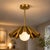 Scalloped Brass Pendant Light, Handcrafted Solid Brass Scalloped Pendant With Opal Glass Globe For Sale - Image 6 of 12