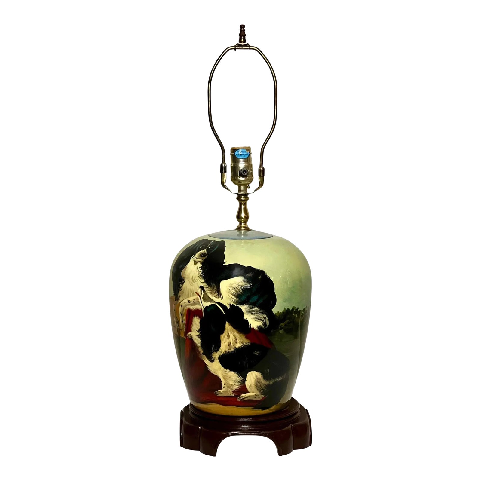20th Century Hand-Painted Ovoid Form Ceramic Lamp With Cocker Spaniel ...