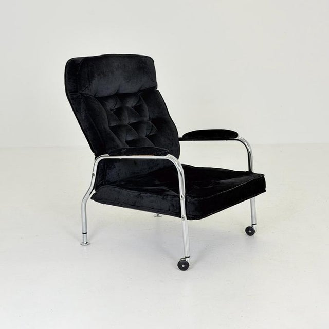 Mid century ikea bore armchair by noboru nakamura, sweden, 1970s – black velour lounge chair a striking vintage ikea bore...