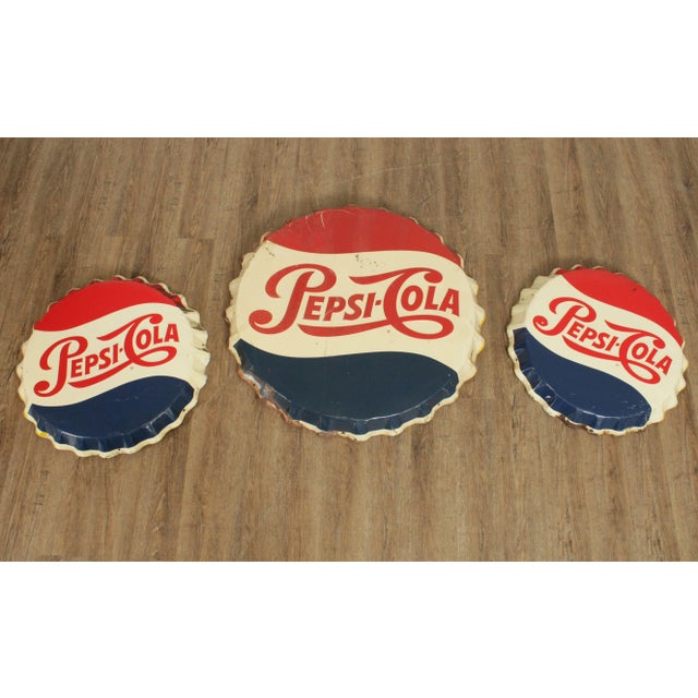 High Quality Vintage Set of 3 Metal Pepsi - Cola Signs by Stout Signs