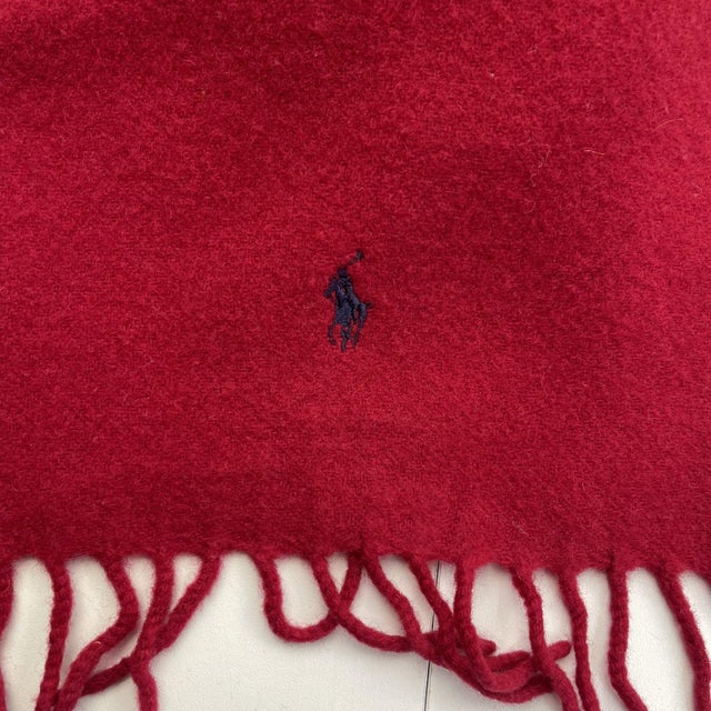 Polo Ralph Lauren Red 100% Wool Scarf For Sale - Image 6 of 9