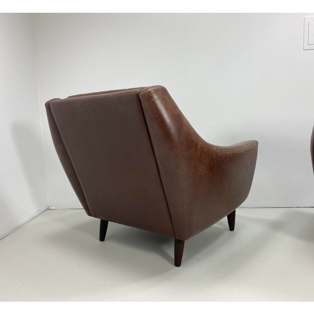 Mid-Century Modern Pair of 1960’s Danish Leather Lounge Chairs For Sale - Image 3 of 10