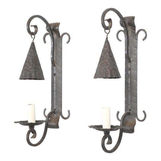 Antique Pair Arts & Craft Wall Sconces Copper and Metal Great Patina Unrestored For Sale