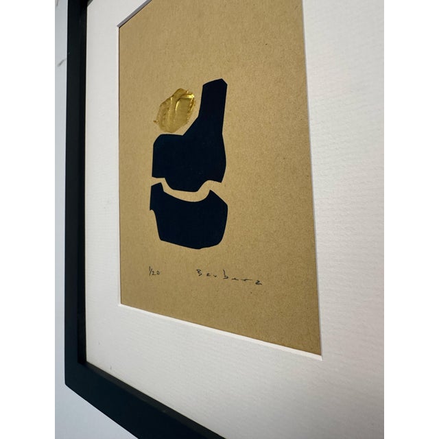Contemporary Hand-Signed Limited Edition (1/20) Silkscreen by Richard Gene Barbera With Elegant Minimalist Design and Gold Leaf Accent. Contemporary Abstract Art. For Sale - Image 3 of 4
